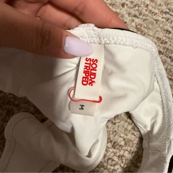 Solid & Striped Rachel Belted Bikini Bottom White Embossed Floral- Size Medium - Picture 8 of 8